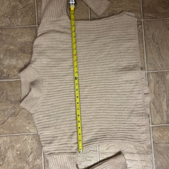 Madewell Recycled Cashmere Ribbed Mockneck Sweater Tan XXS Oversized Cozy - Picture 14 of 16